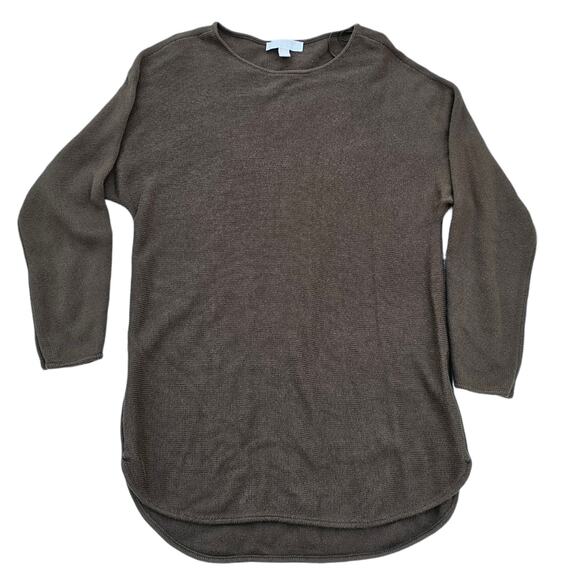 Brown Side Zip Sweater MMK Size Large Hi Low Round Hem Knit Top L Michael Kors - Picture 9 of 9